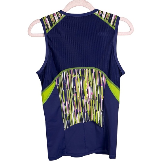 SUGOI Navy and Lime Triathlon Sleeveless Performance Tank Size M Compression - Picture 2 of 11